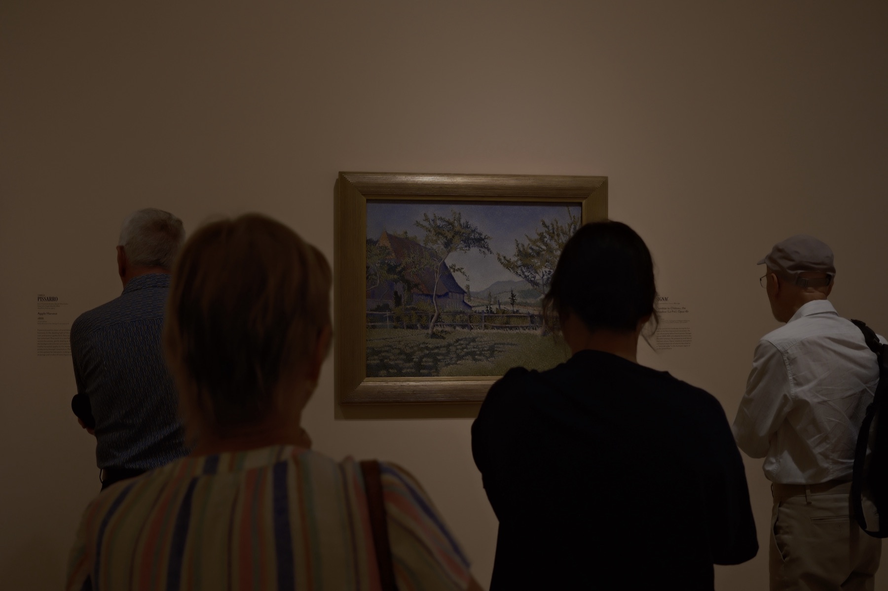 Four visitors between me and Pissarro's Apple Harvest