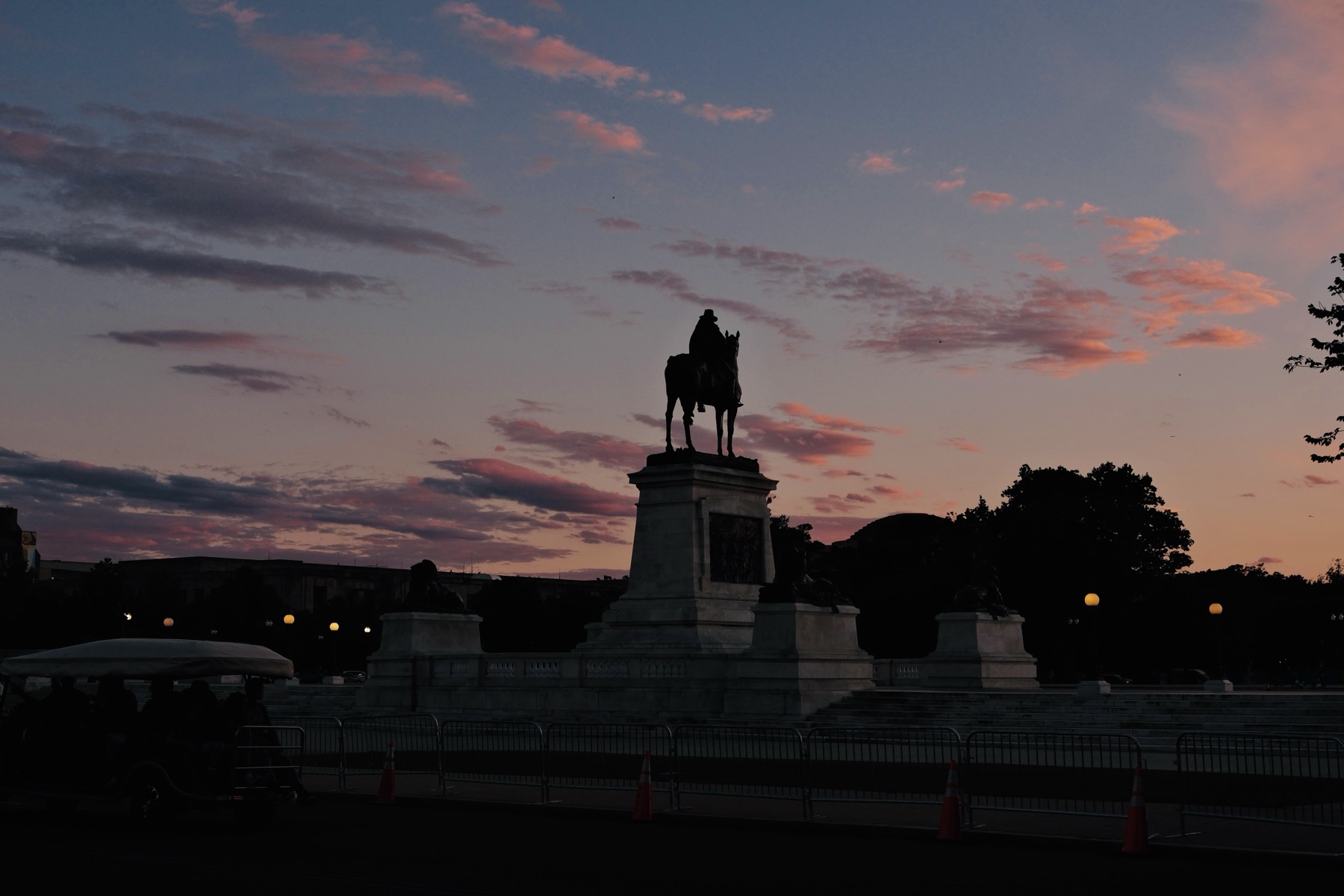 The Grant Memorial against sunset clouds