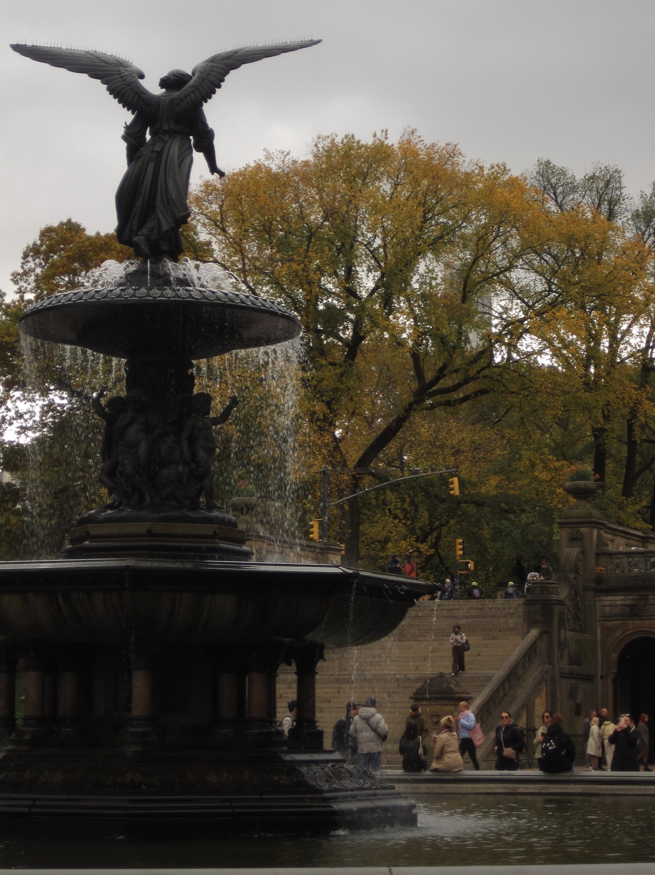 The angel of Bethesda against yellow trees