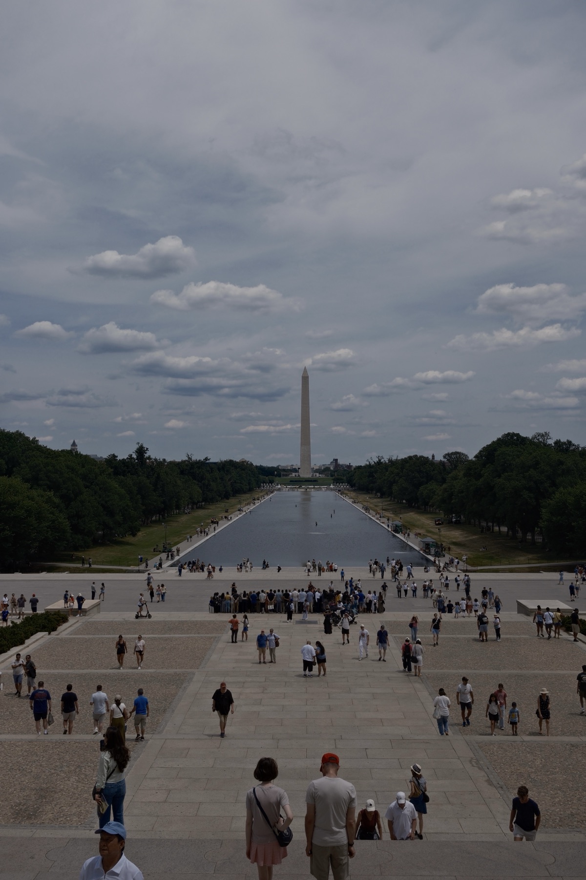 The reflecting pool and monument from Lincoln's steps