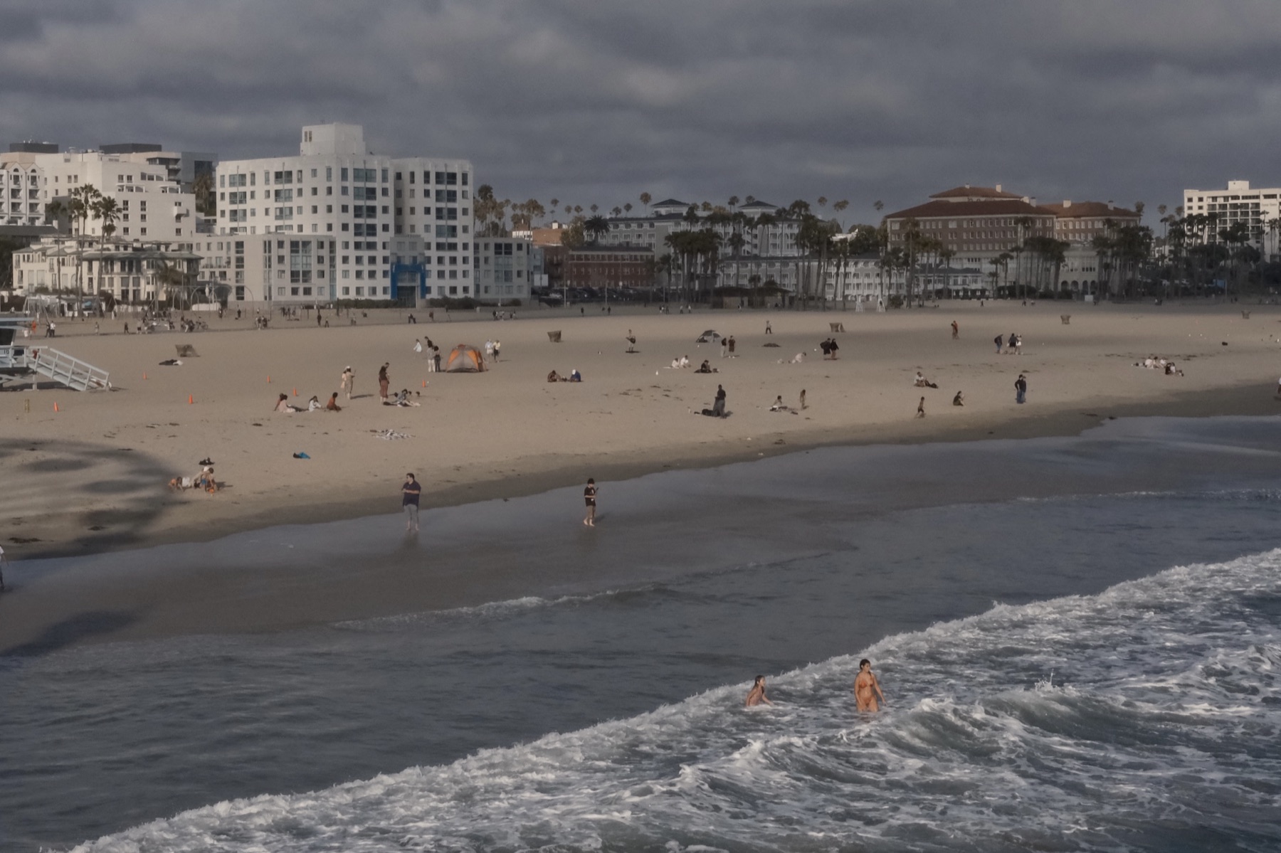 The bay with white hotels behind