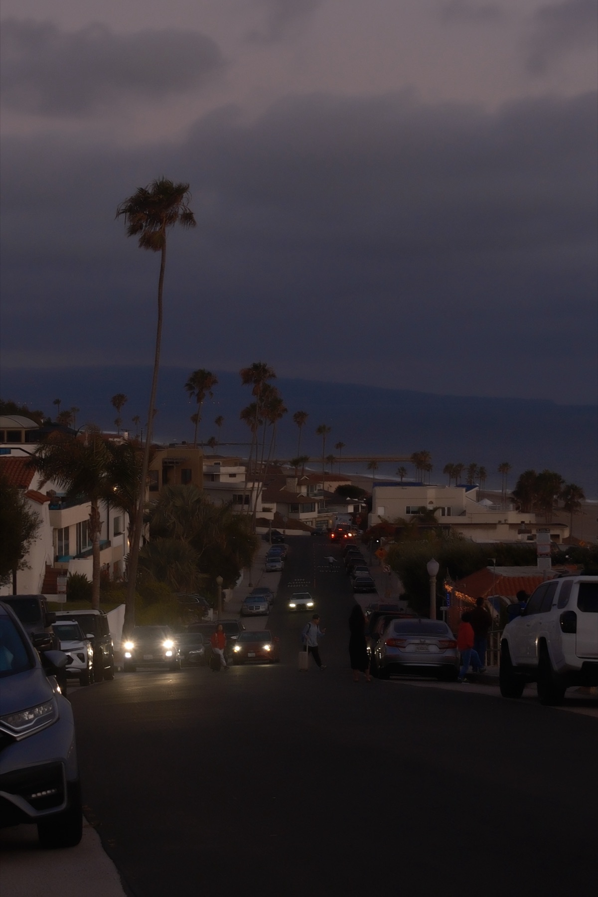 Headlights at nightfall