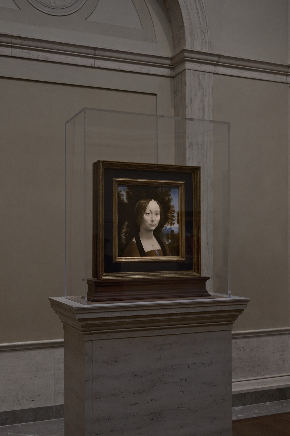 Ginevra de' Benci in her glass case — Last Hours, National Gallery