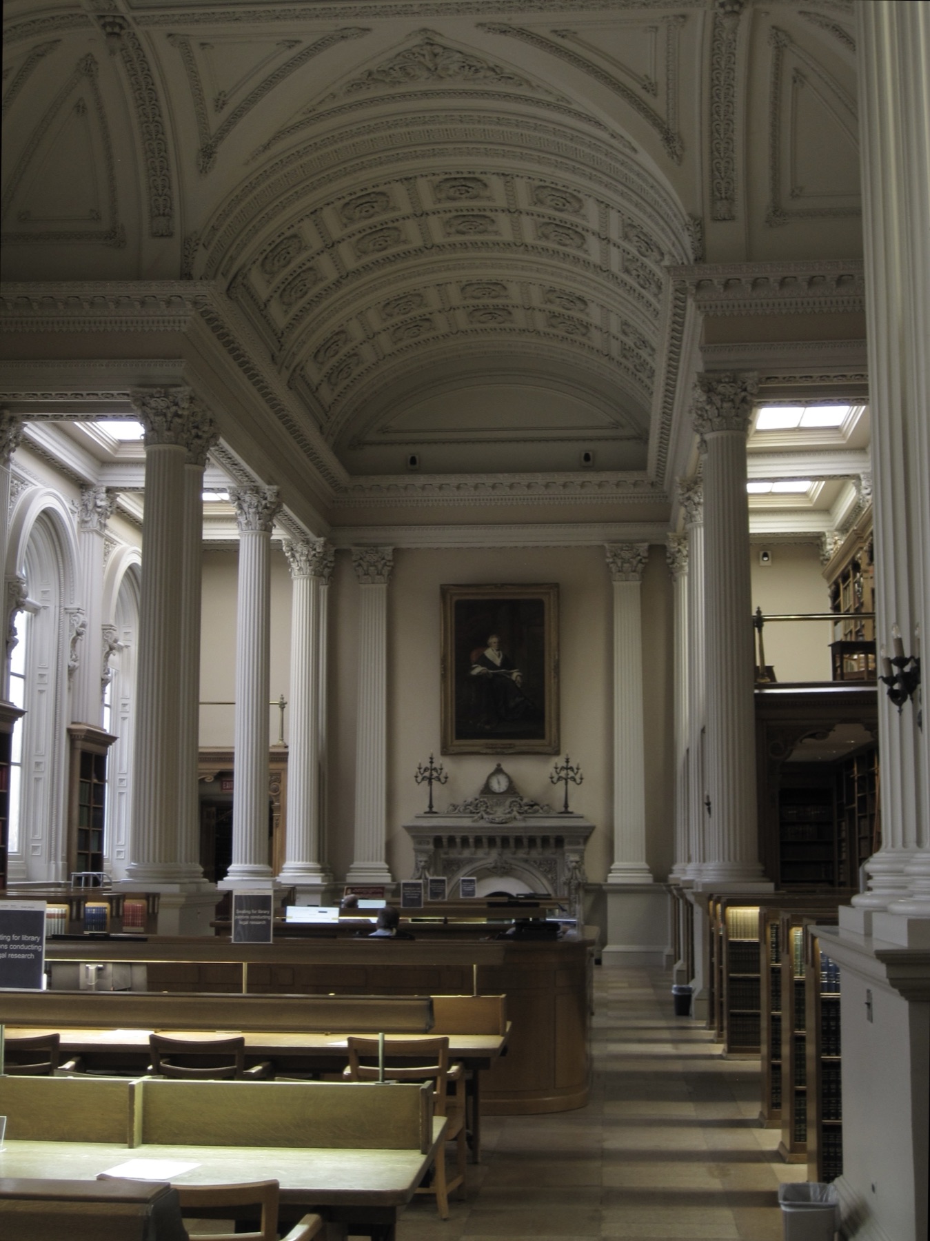 The far end of the library under its barrel vault
